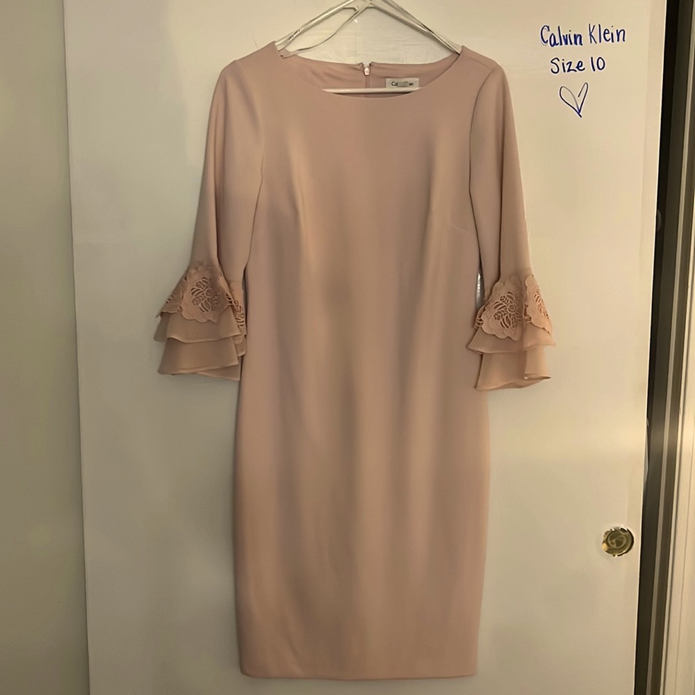 Light pink gorgeous lace sleeve dress
